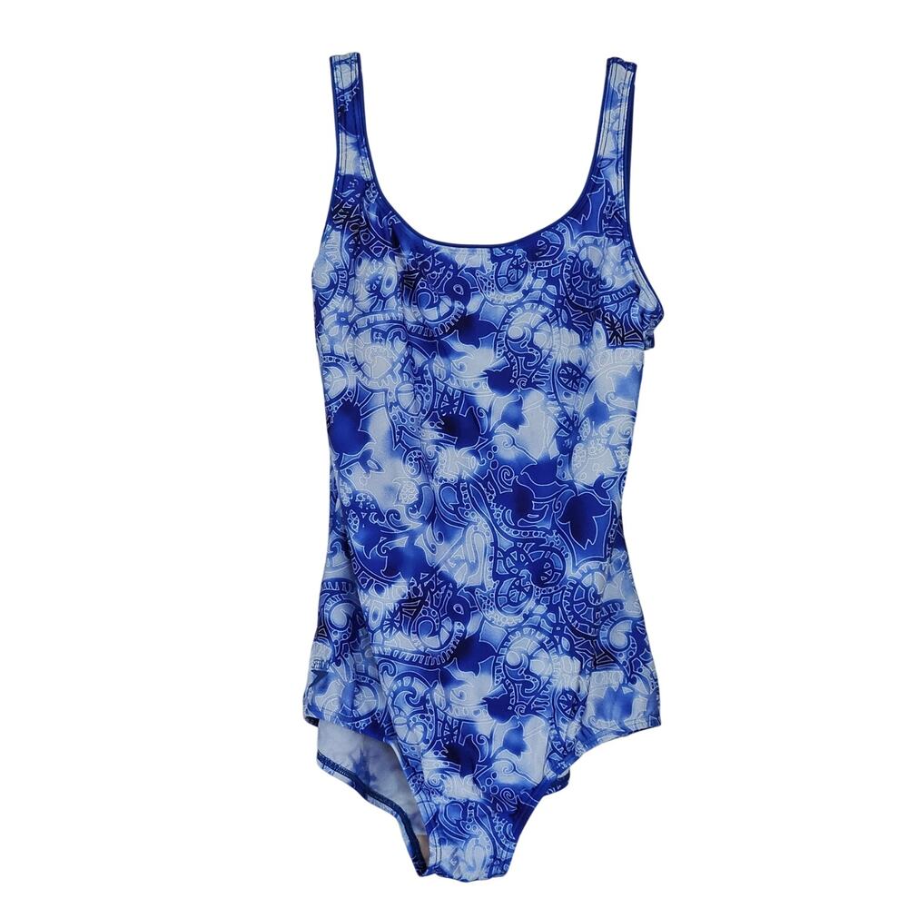 Speedo Aquafitness One Piece Swimsuit Sz 20 NWT Blue Paisley Floral